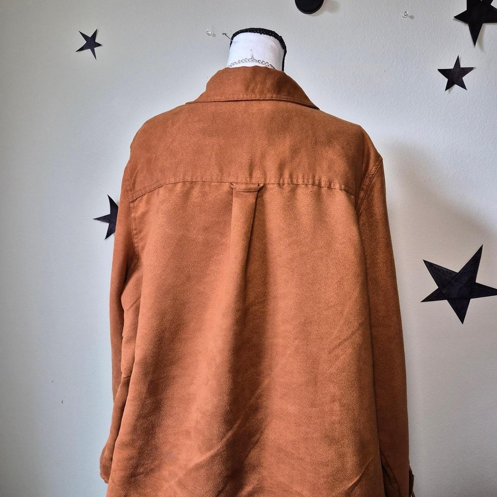 Woman Within Faux Suede Button Down Shirt Women 18/20 L Western Boho Cottagecore - Picture 3 of 7